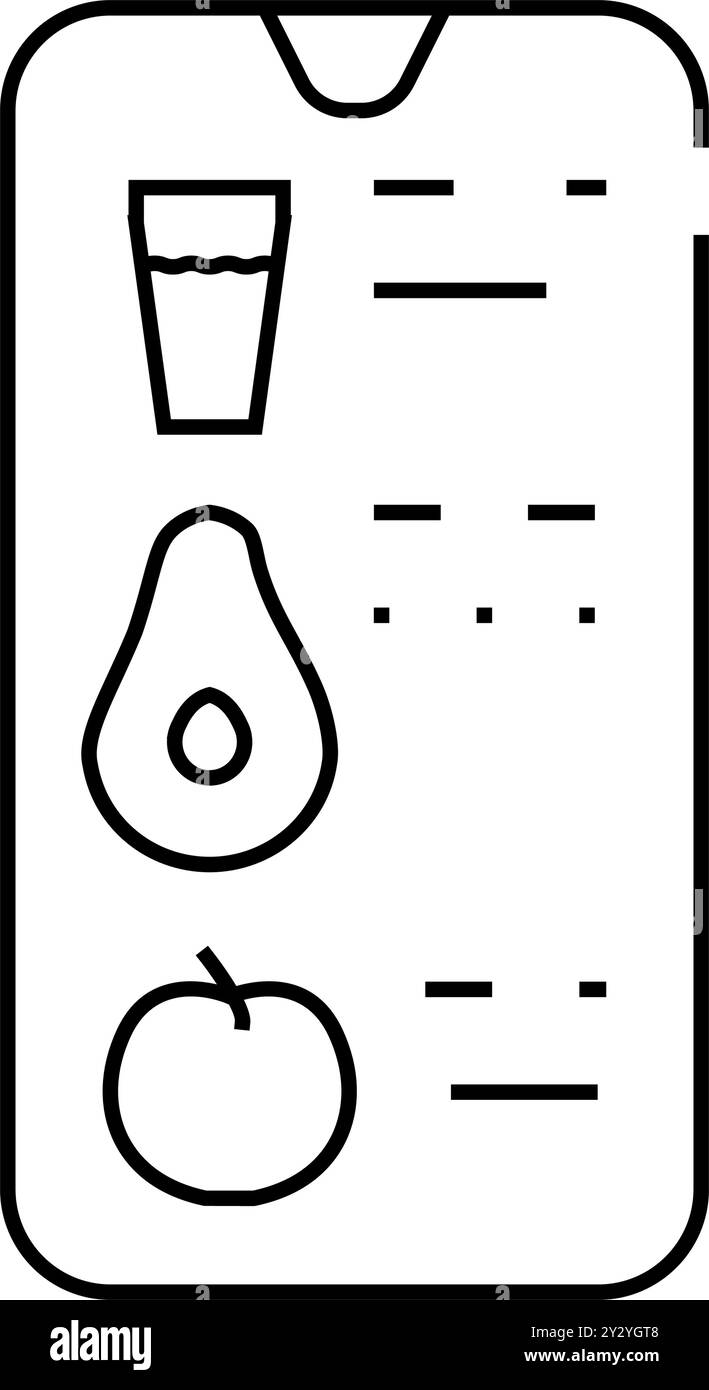 illustration vectorielle de l'icône de la ligne d'application de comptage mangée Illustration de Vecteur