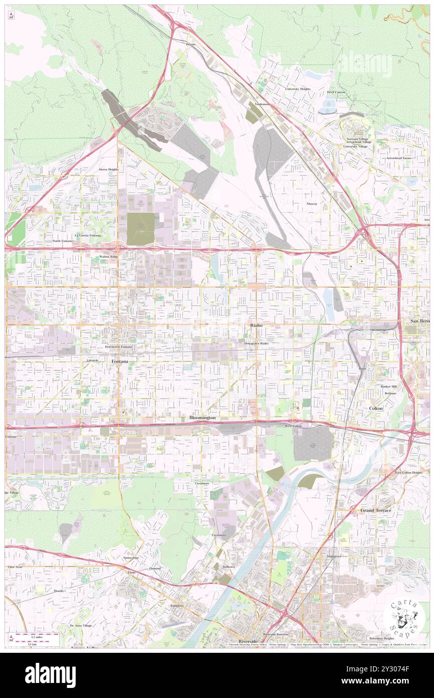 Rialto, Comté de San Bernardino, US, États-Unis, Californie, n 34 6' 23'', S 117 22' 13'', carte, Cartascapes carte publiée en 2024. Explorez Cartascapes, une carte qui révèle la diversité des paysages, des cultures et des écosystèmes de la Terre. Voyage à travers le temps et l'espace, découvrir l'interconnexion du passé, du présent et de l'avenir de notre planète. Banque D'Images