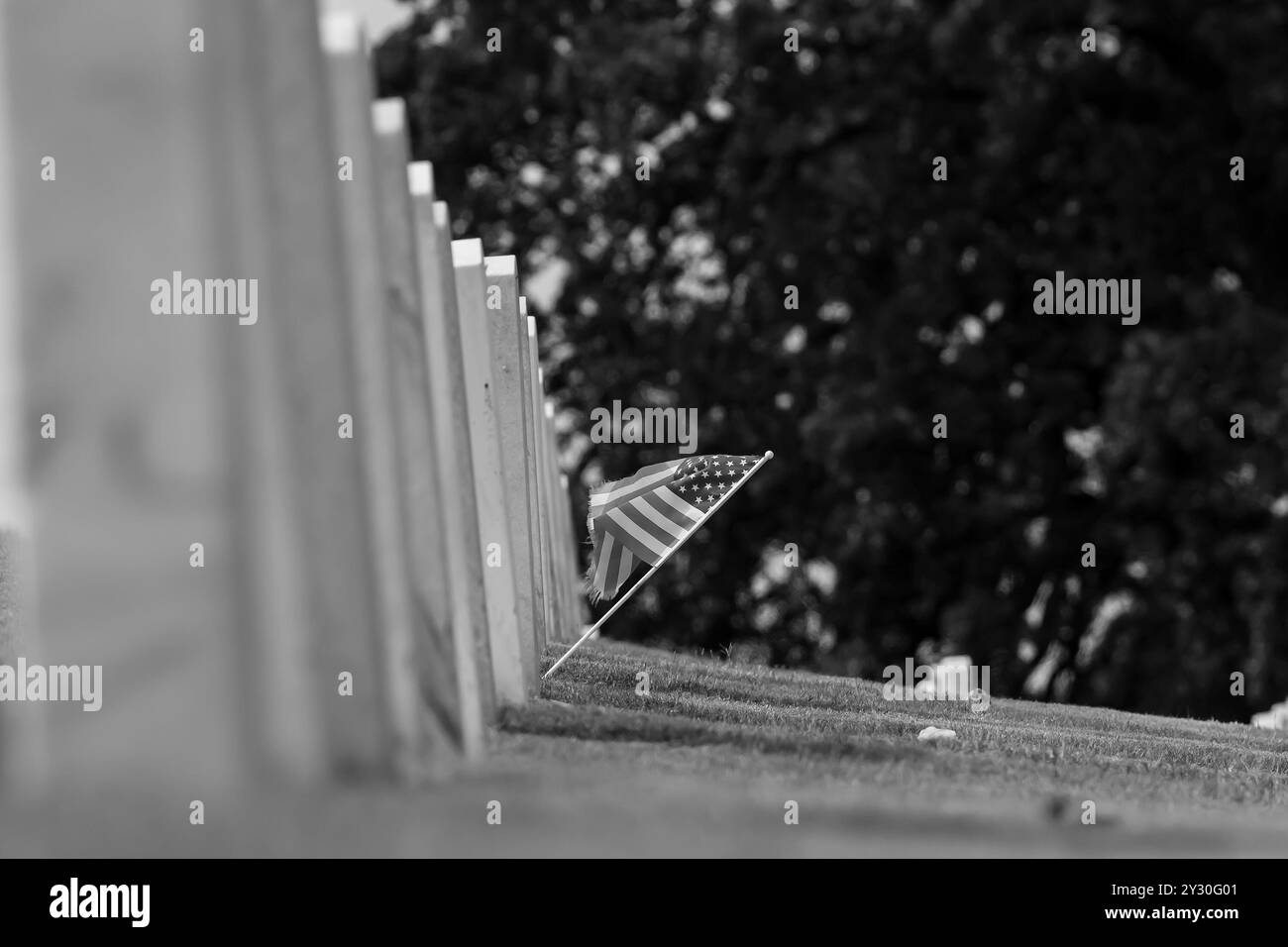 Chattanooga, Tennessee, États-Unis. 11 septembre 2024. Vues génériques d'un cimetière d'anciens combattants par une journée sereine, avec des drapeaux américains flottant dans la brise pour célébrer le souvenir de ceux qui ont servi. (Crédit image : © Walter G. Arce Sr./ASP via ZUMA Press Wire) USAGE ÉDITORIAL SEULEMENT! Non destiné à UN USAGE commercial ! Banque D'Images