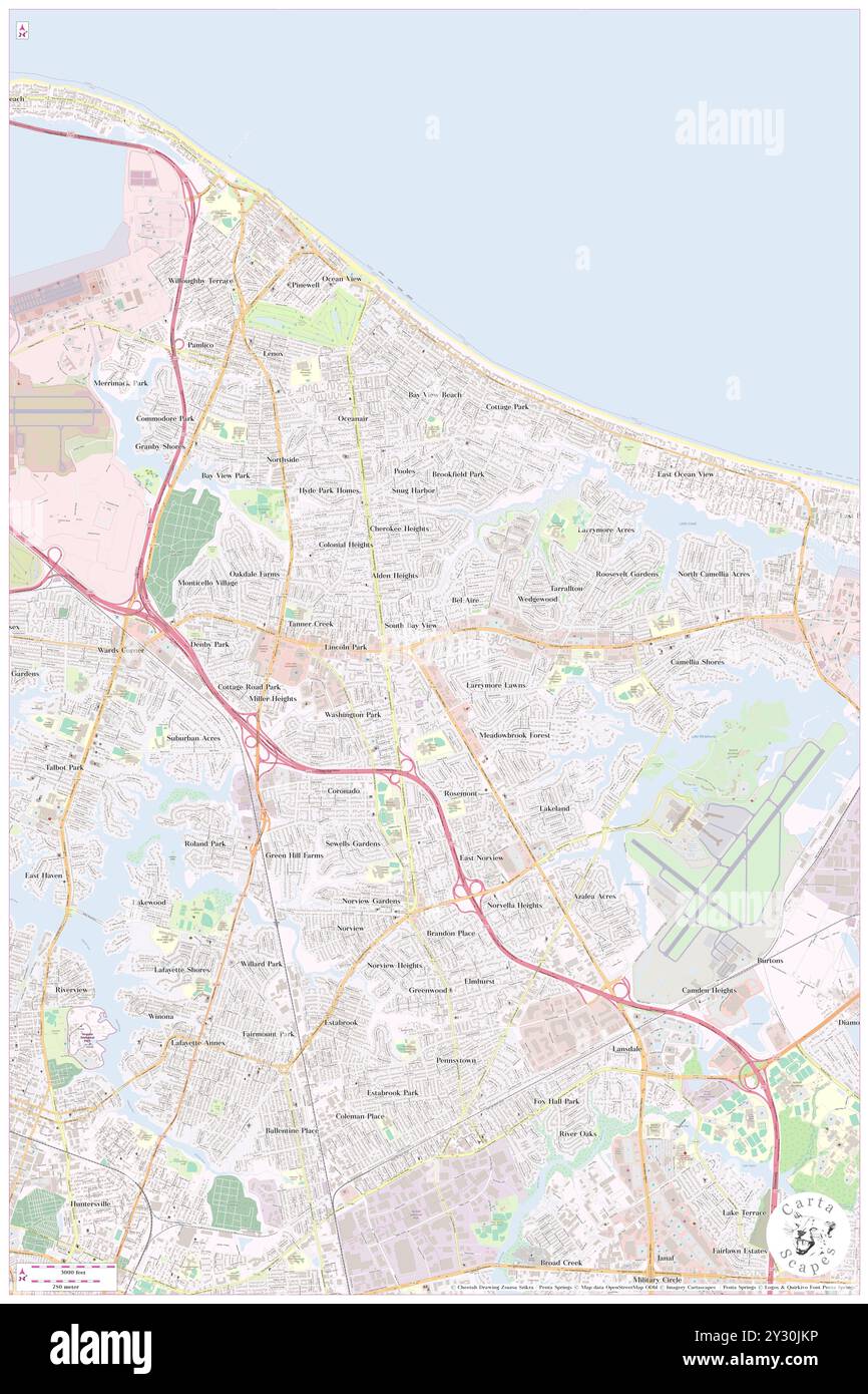 Hogshires Trailer court, ville de Norfolk, États-Unis, États-Unis, Virginie, n 36 54' 52'', S 76 14' 7'', carte, Cartascapes carte publiée en 2024. Explorez Cartascapes, une carte qui révèle la diversité des paysages, des cultures et des écosystèmes de la Terre. Voyage à travers le temps et l'espace, découvrir l'interconnexion du passé, du présent et de l'avenir de notre planète. Banque D'Images