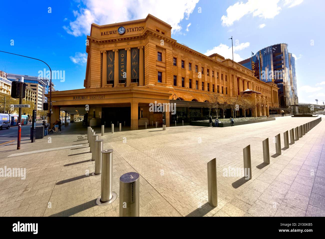 Railway Station Building Entrance , Adélaïde, Australie méridionale Banque D'Images