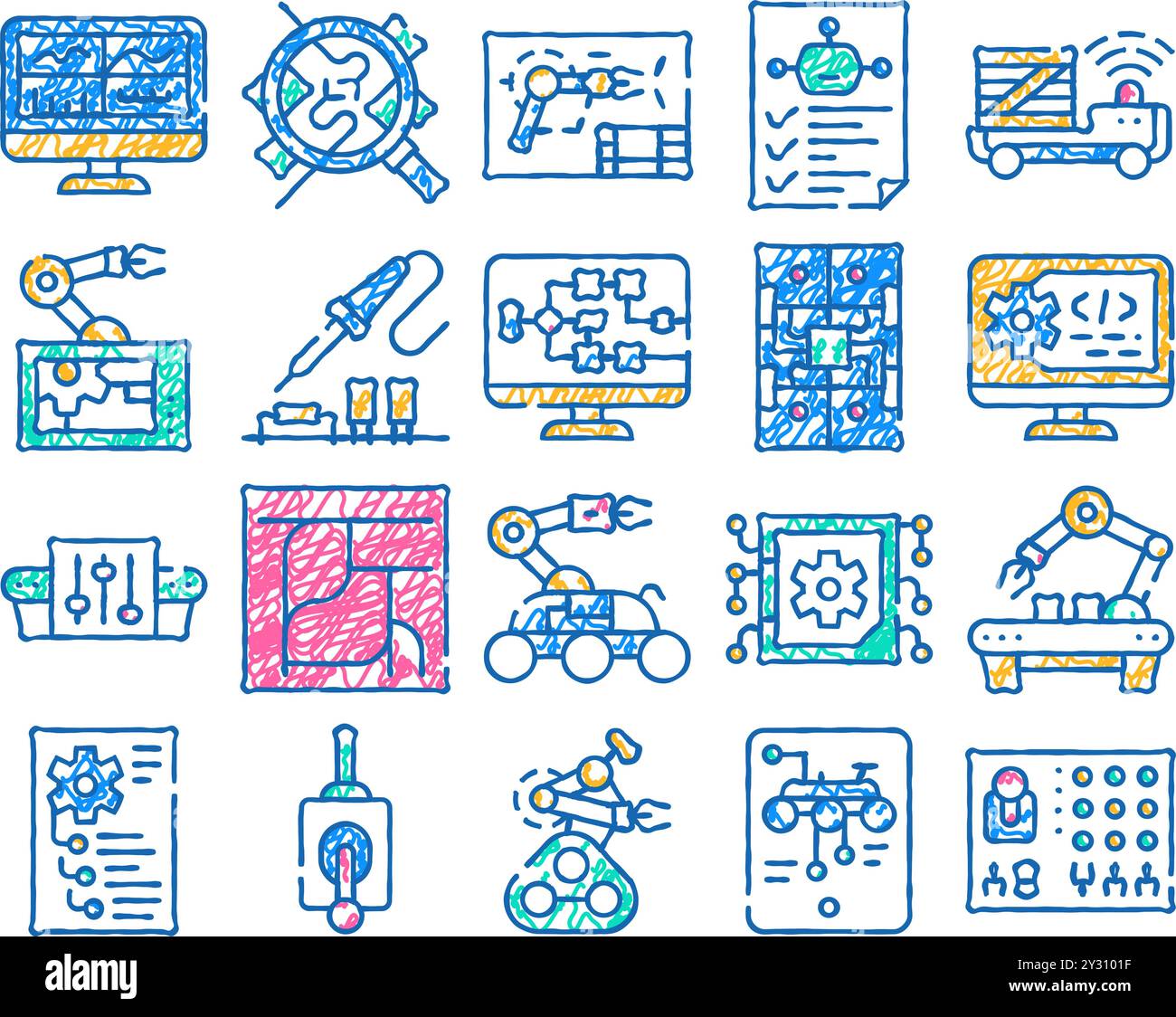 icône d'ingénieur en automatisation dessinée à la main Illustration de Vecteur