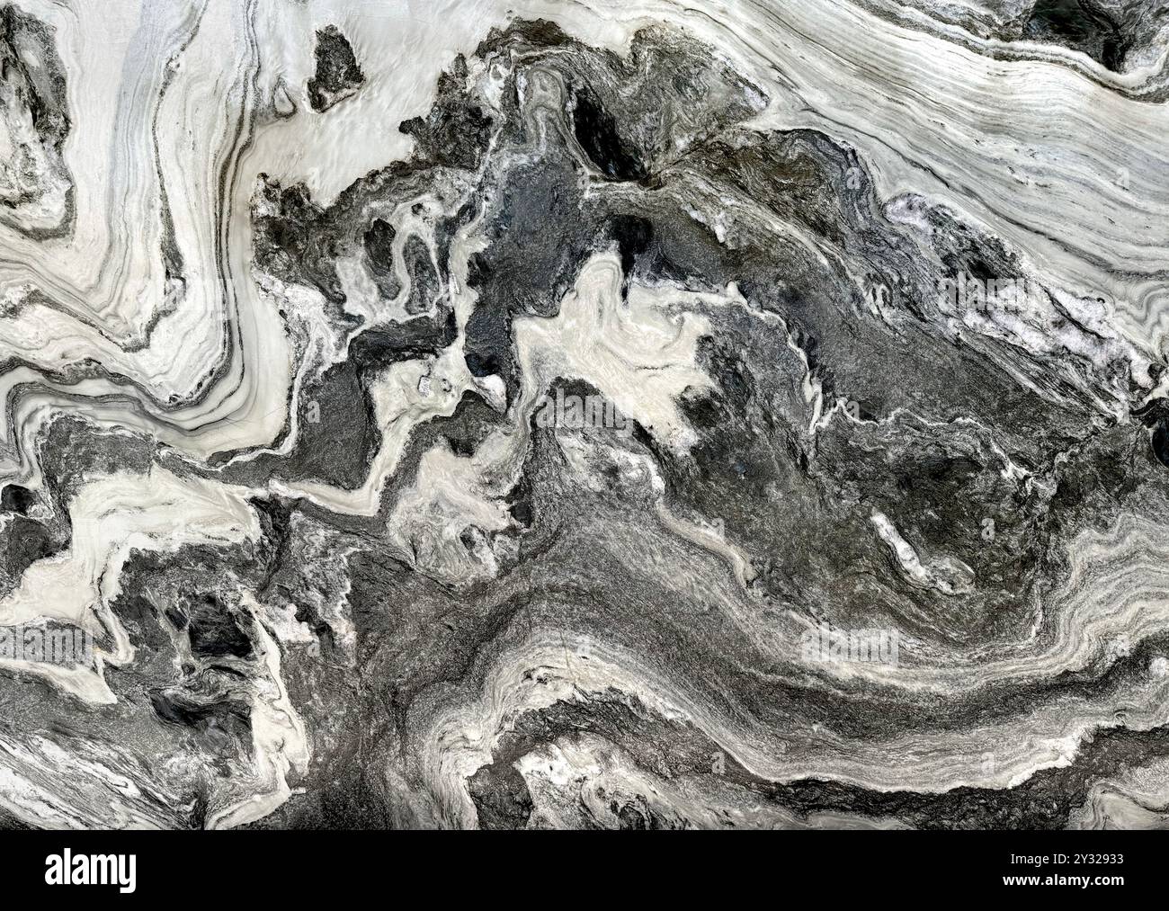 Gros plan veinage du motif naturel de marbre Silver Stream. Marbre Panda. Couleur blanche, grise et noire, ondulée et sinueuse. Texture sans couture naturelle de marbre Banque D'Images