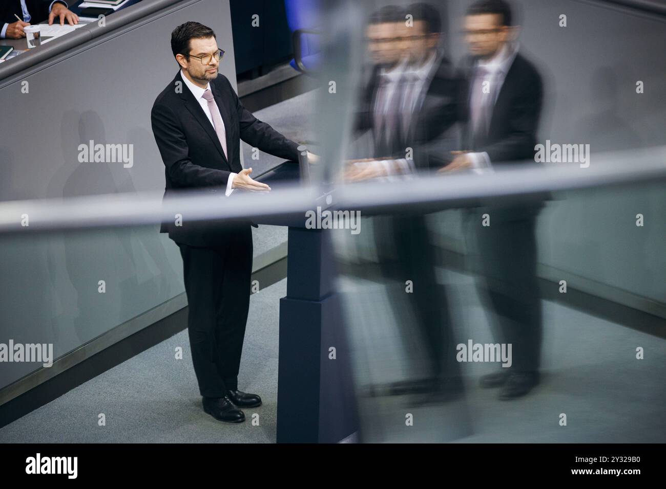 Marco Buschmann FDP, Bundesminister der Justiz, aufgenommen im Rahmen einer Rede zum Thema Innere Sicherheit im Deutschen Bundestag à Berlin, 12.09.2024. Berlin Deutschland *** Marco Buschmann FDP , ministre fédéral de la Justice, enregistré lors d'un discours sur le thème de la sécurité intérieure au Bundestag allemand à Berlin, 12 09 2024 Berlin Allemagne Copyright : xFelixxZahn/photothek.dex Banque D'Images