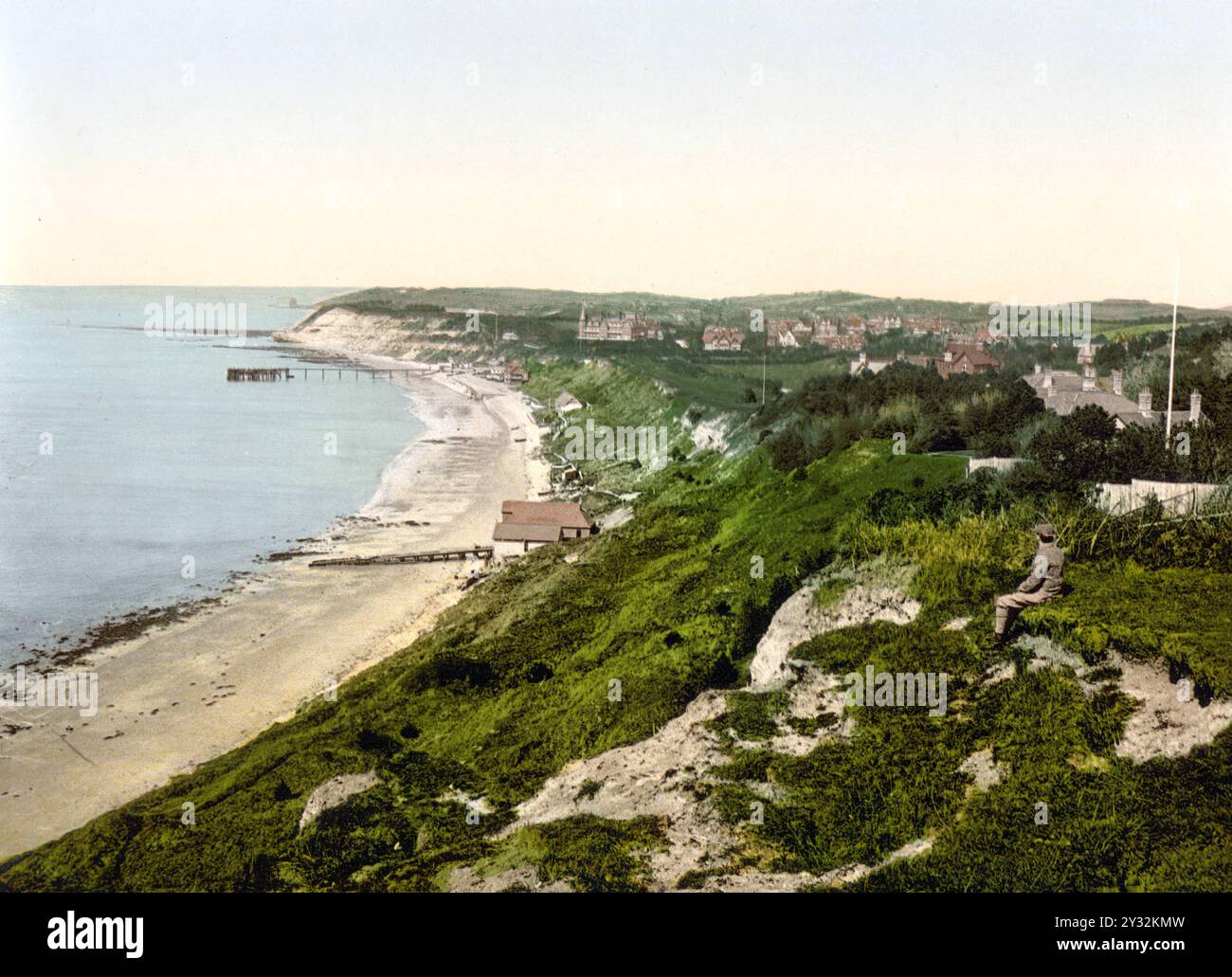 Totland Bay, Île de Wight, Angleterre / Angleterre, Historisch, digital restaurierte Reproduktion von einer Vorlage aus dem 19. Jahrhundert, 1880, Record d Banque D'Images