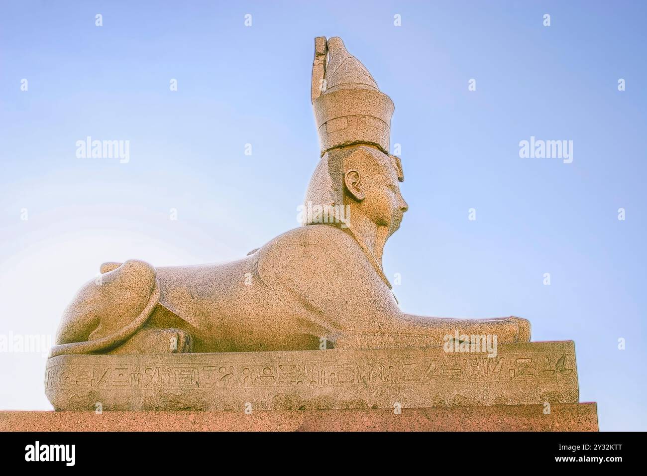 Russie, Saint-Pétersbourg, sphinx du pharao égyptien Amenhotep III, venant de son temple de Louxor. Banque D'Images