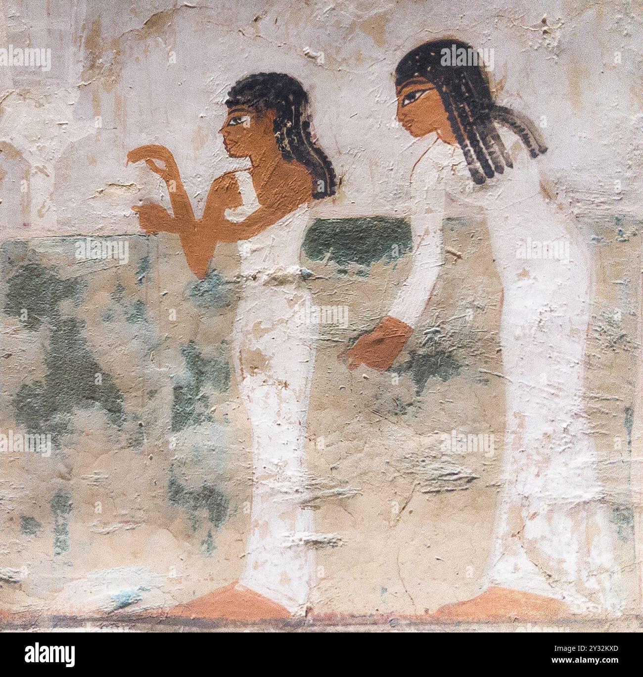 Louxor en Egypte, Vallée des nobles, tombeau de Nakht. Récolte du lin. Banque D'Images