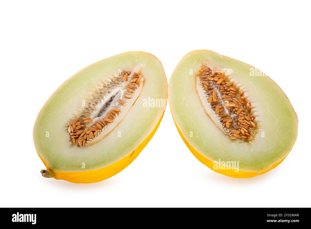 melon jaune devant un fond blanc Banque D'Images