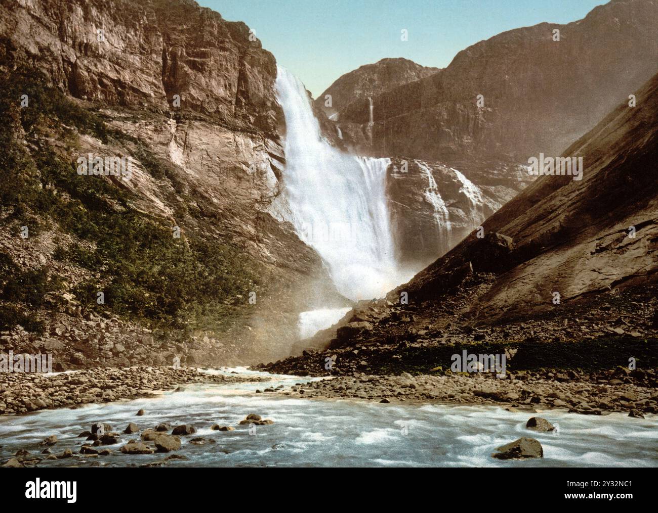 Skjeggedalsfos, Odde, Odda, Hardangerfjord, Norwegian, Ansicht aus 1885, Historisch, digital restaurierte Reproduktion von einer Vorlage aus dem 19. Jahrhundert, date du dossier non précisée Banque D'Images