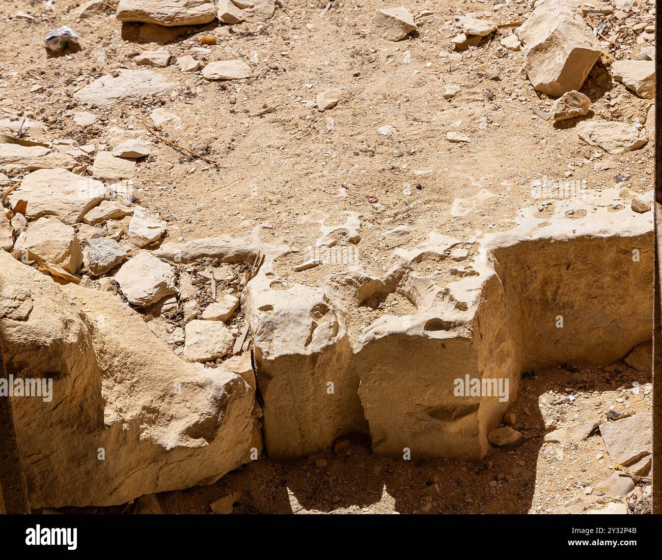 Égypte, Meidum, complexe du roi Seneferu, table d'offrande, en forme de signe 'hotep'. Banque D'Images