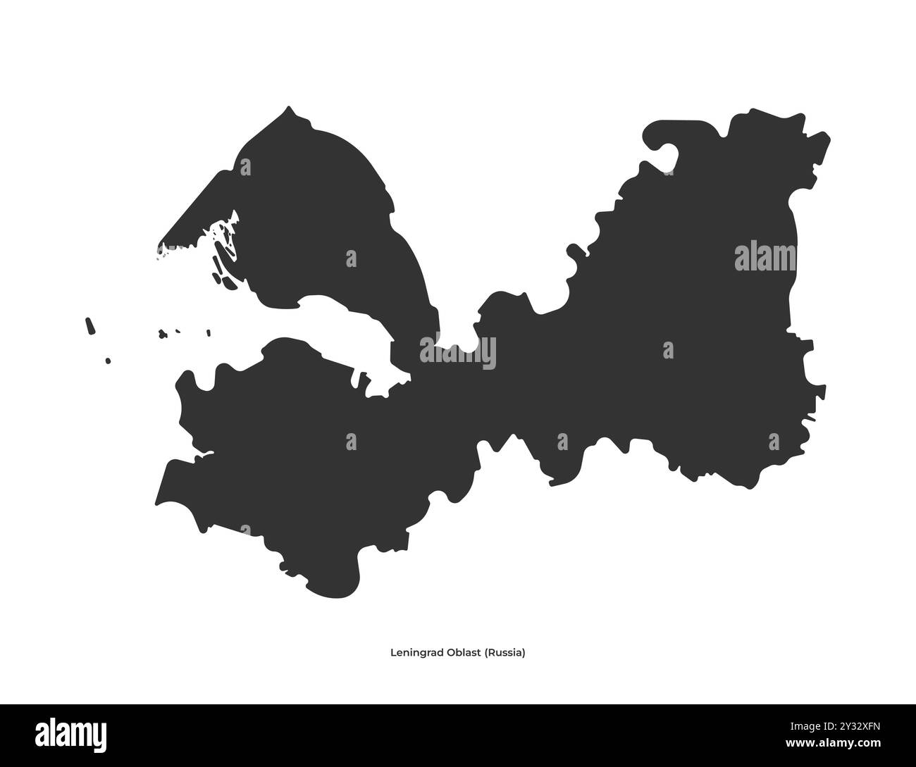 Icône d'illustration simplifiée isolée par vecteur avec silhouette noire de la carte de l'oblast de Leningrad. Fond blanc Illustration de Vecteur