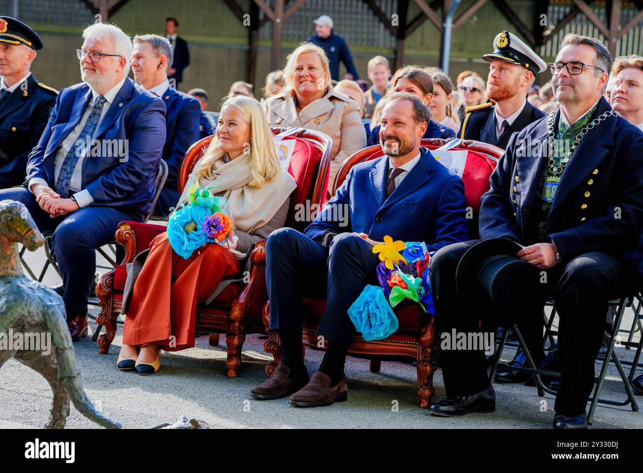 Trondheim 20240912. Le prince héritier norvégien Haakon et la princesse héritière mette-Marit visitent Trondheim lors de leur voyage à Trondelag. Photo : Lise Aaserud / NTB Banque D'Images