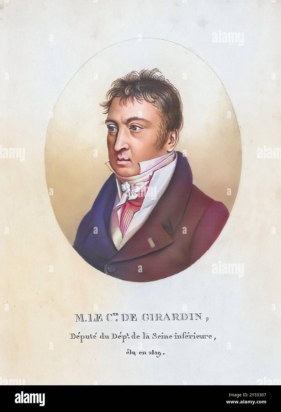 Cécile Stanislas Xavier de Girardin (geb. 19. Januar 1762 à Lunéville, Gest. 26. Février 1827 à Paris), Comte, War ein Anhänger der Französischen Revolution, Mitglied der Nationalversammlung, général de brigade und Präfekt, Historisch, digital restaurierte Reproduktion von einer Vorlage aus dem 19. Jahrhundert, date du dossier non précisée Banque D'Images