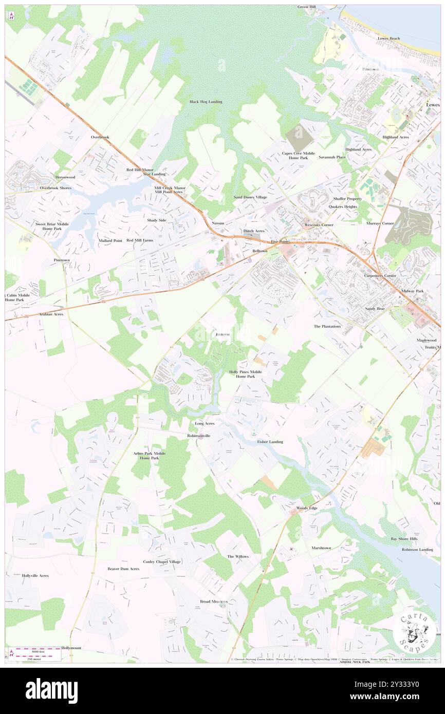 Jimtown, Comté de Sussex, US, États-Unis, Delaware, n 38 43' 55'', S 75 11' 11'', carte, Cartascapes carte publiée en 2024. Explorez Cartascapes, une carte qui révèle la diversité des paysages, des cultures et des écosystèmes de la Terre. Voyage à travers le temps et l'espace, découvrir l'interconnexion du passé, du présent et de l'avenir de notre planète. Banque D'Images