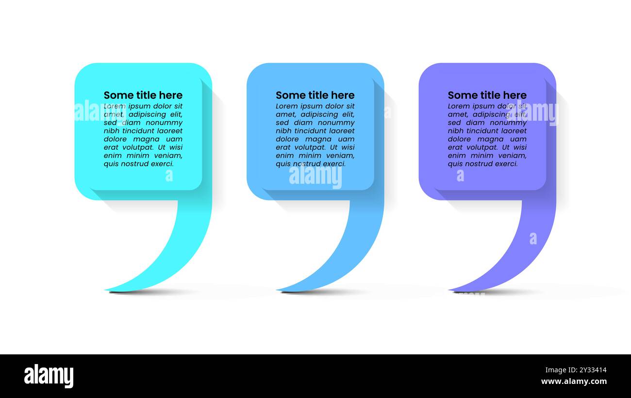 Modèle d'infographie avec 3 options ou étapes. Symbole de citation. Peut être utilisé pour la mise en page de flux de travail, diagramme, bannière, webdesign. Illustration vectorielle Illustration de Vecteur