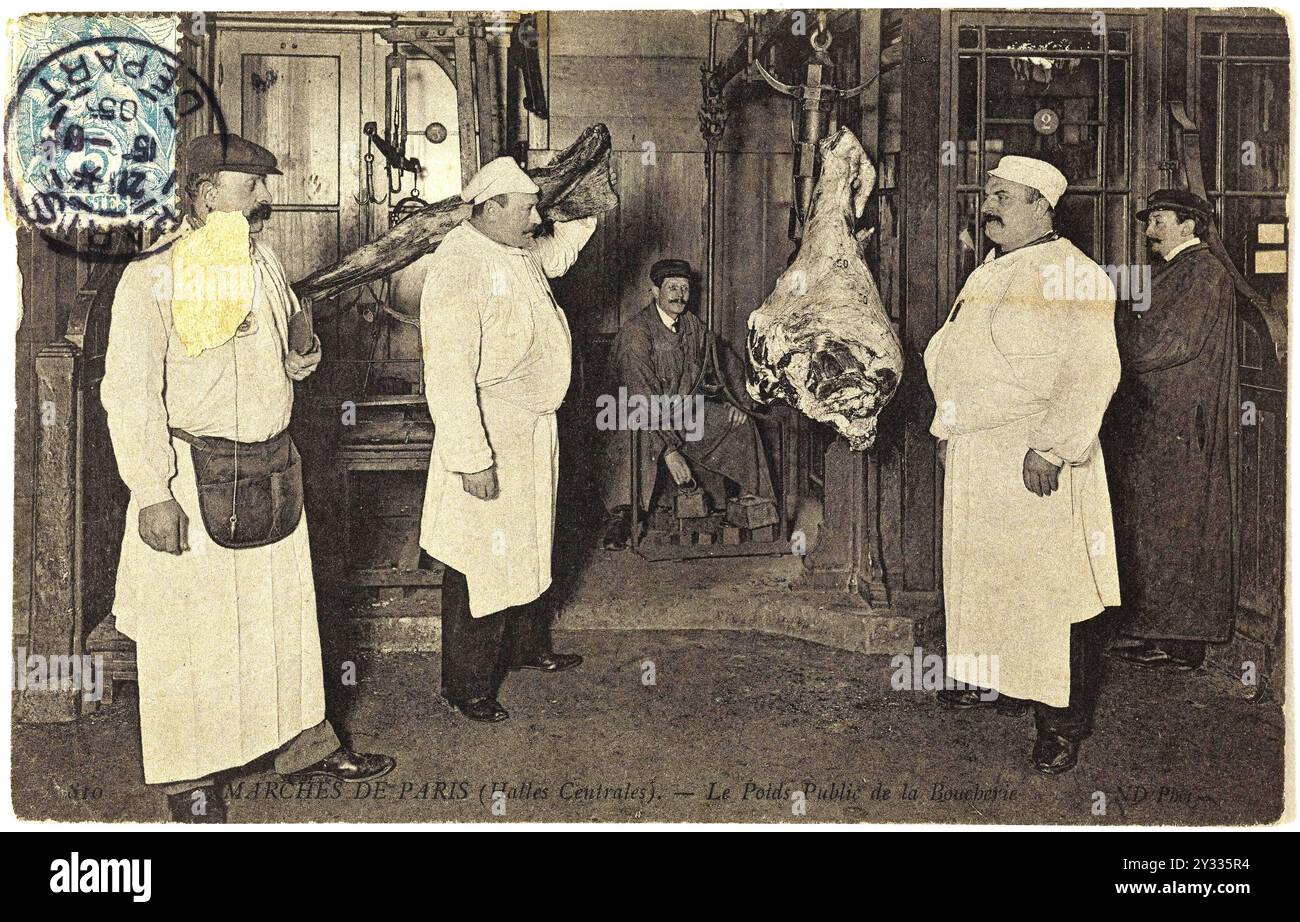 Les échelles publiques des bouchers, 810 Marches de Paris, les Halles centrales, 1890, France, historique, reproduction restaurée numériquement à partir d'un original de l'époque Banque D'Images