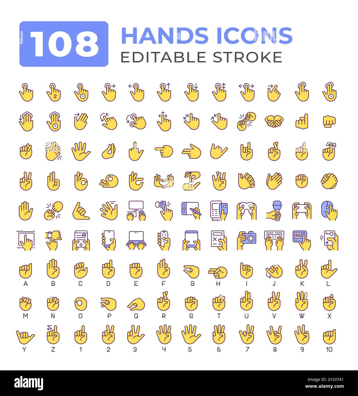 Appareils tenant les mains gestes icônes colorées grand ensemble Illustration de Vecteur