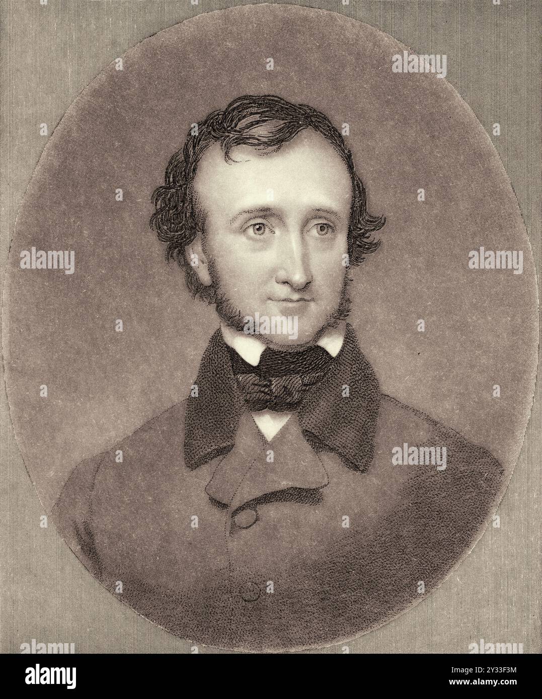 Portrait d'un jeune Edgar Allan Poe par John Sartain, (1808-1897) Mezzotint et gravure sur papier Banque D'Images