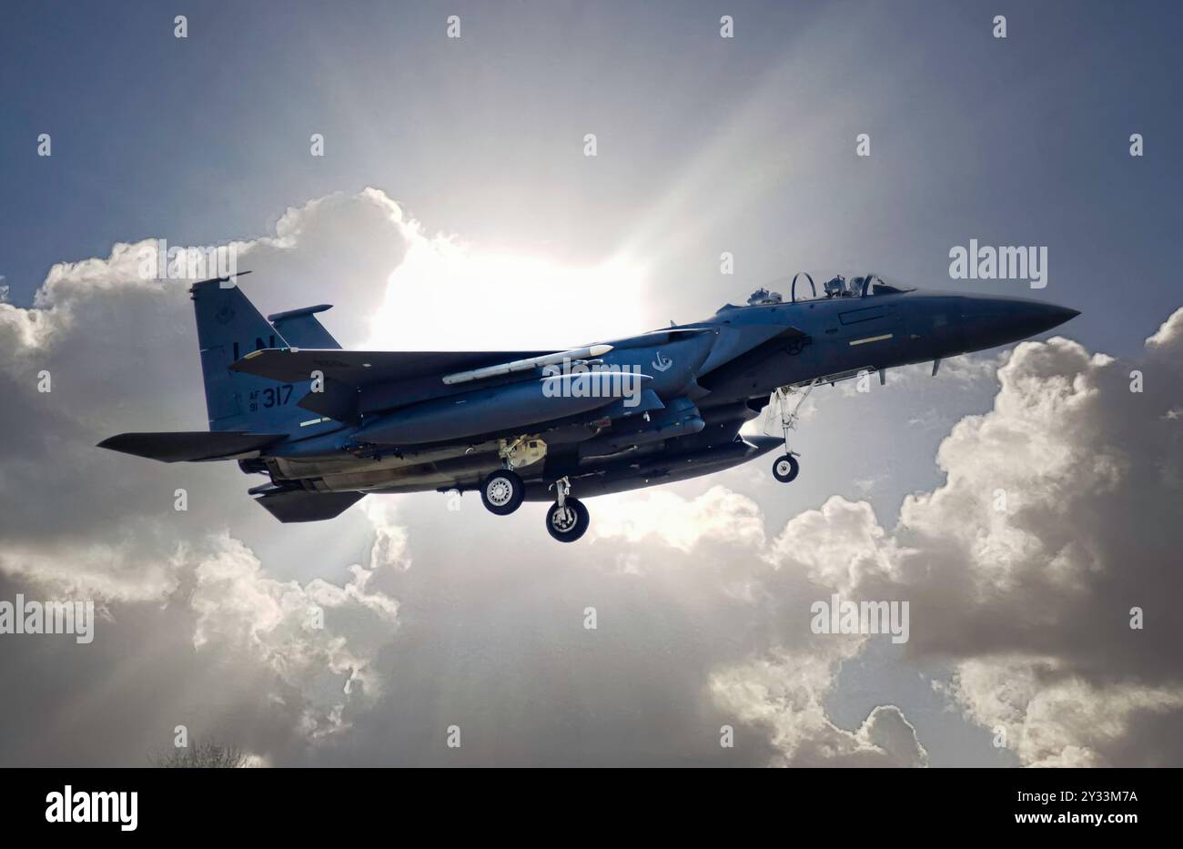 Avion de chasse F15 Strike Eagle de l'USAF Banque D'Images