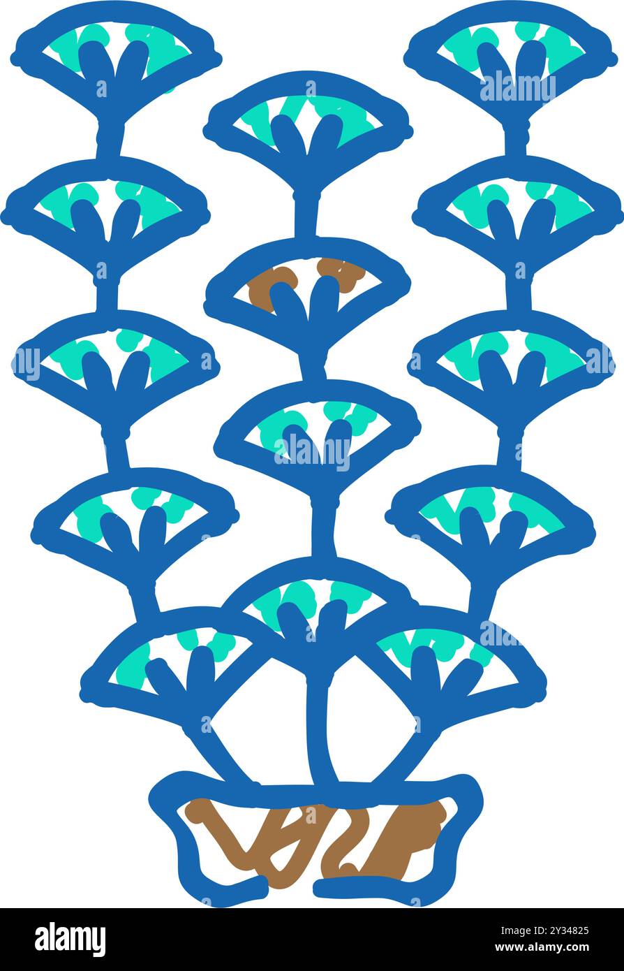 aquarium algues seaweed icône doodle illustration Illustration de Vecteur