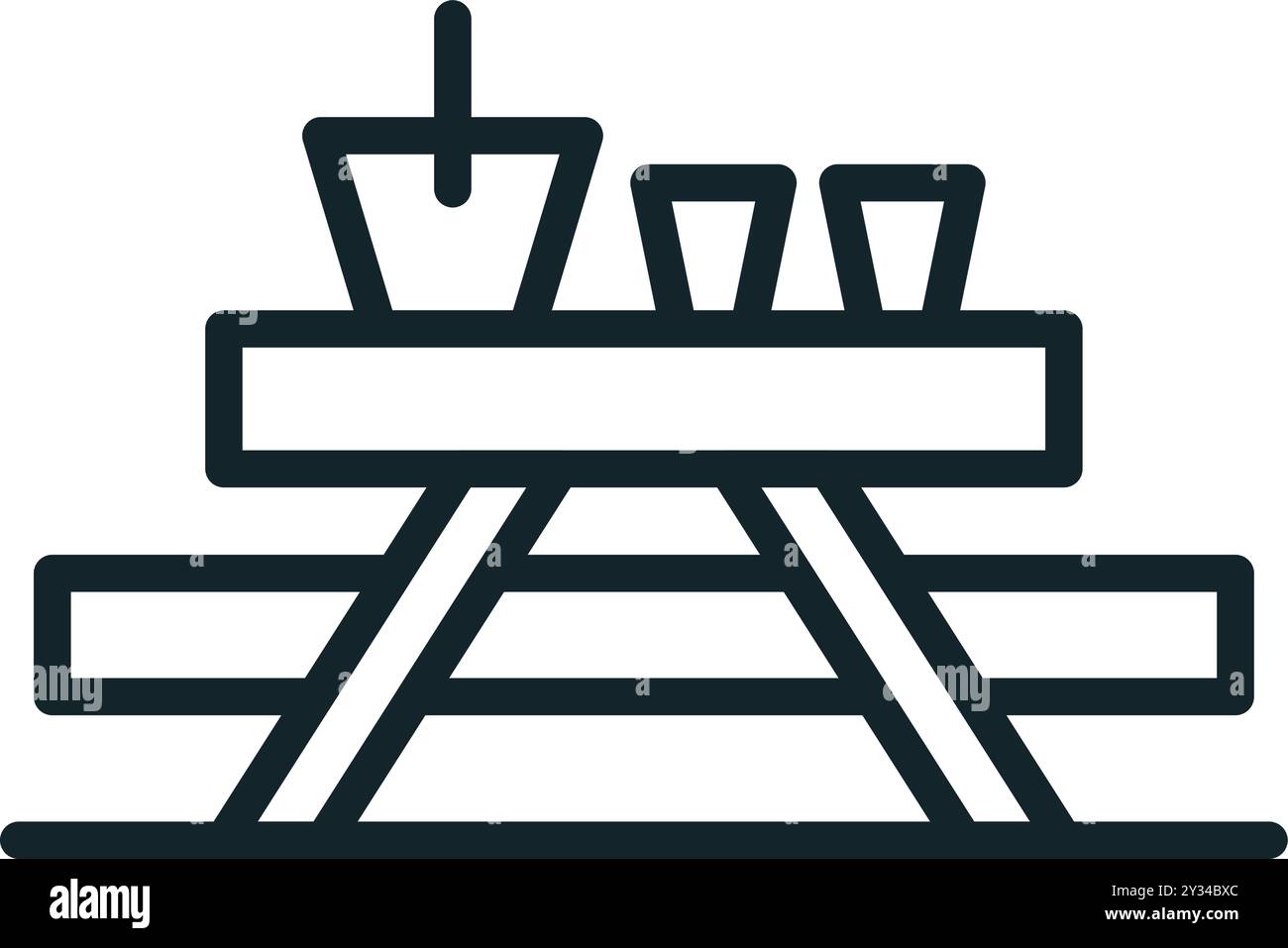 Table de pique-nique avec boissons et glacière pour dîner en plein air et expérience de camping Illustration de Vecteur