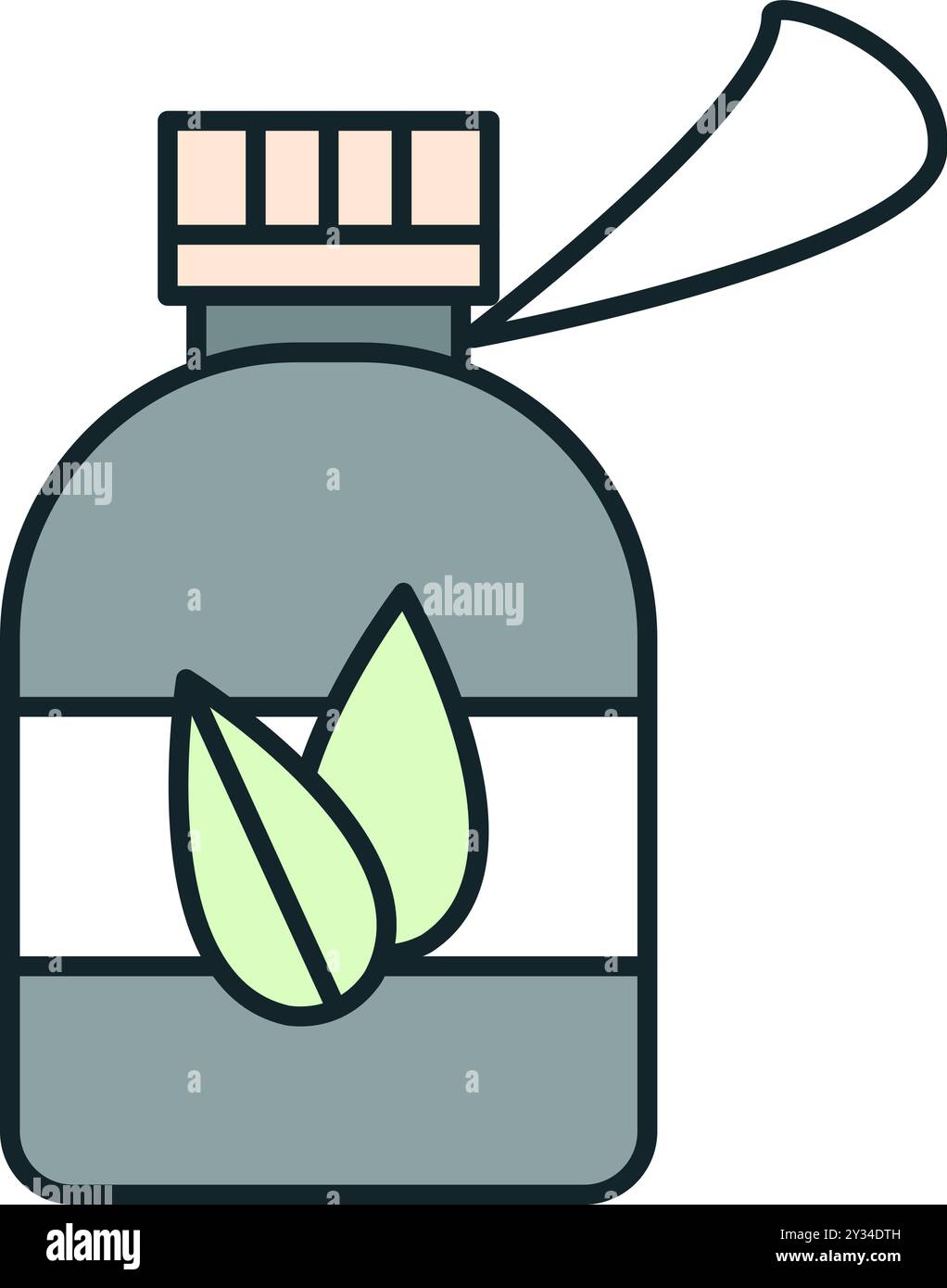 Bouteille en verre contenant de l'huile essentielle naturelle à base de plantes pour le traitement de la grippe Illustration de Vecteur