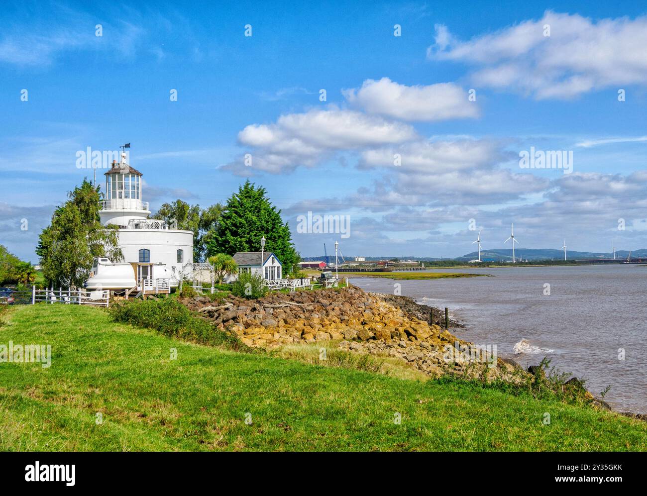 West Usk phare gardant l'estuaire d'Usk près de Newport dans le Soutn Wales Royaume-Uni - maintenant une propriété résidentielle Banque D'Images