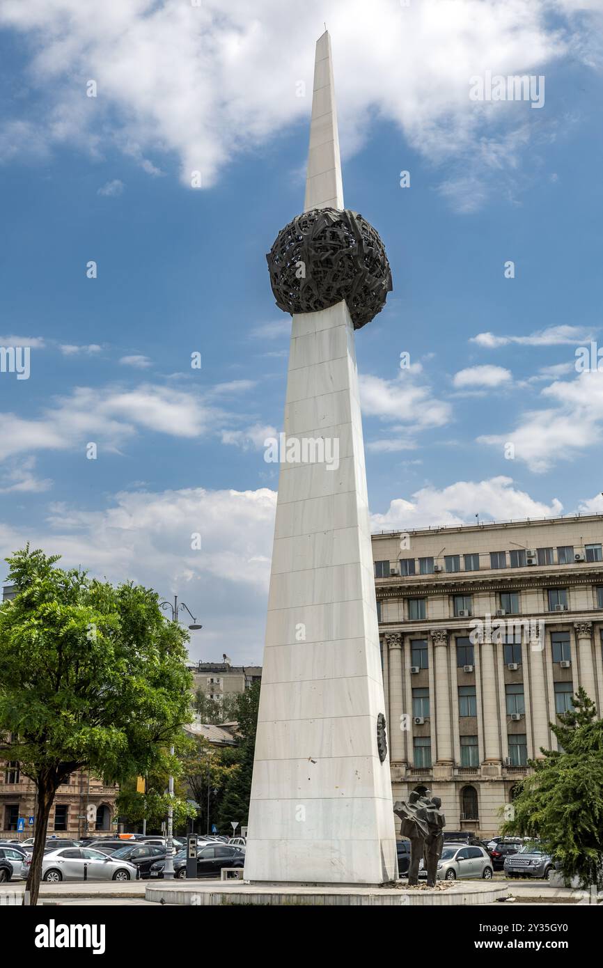 Mémorial de la renaissance, Révolution roumaine anti-communiste de 1989, place de la Révolution, Bucarest, Roumanie Banque D'Images