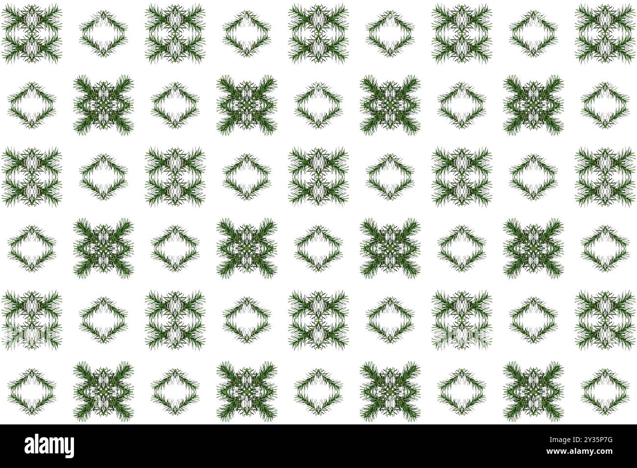 Fond de Noël basé sur un motif sans couture. Composition géométrique des branches de conifères, motif répétitif. Banque D'Images