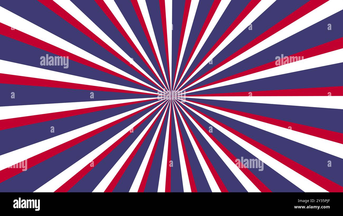 Design du drapeau américain avec style de rayons rétro. American Patriotic background avec Sunburst Pattern bon pour le jour de l'indépendance des États-Unis d'Amérique Illustration de Vecteur