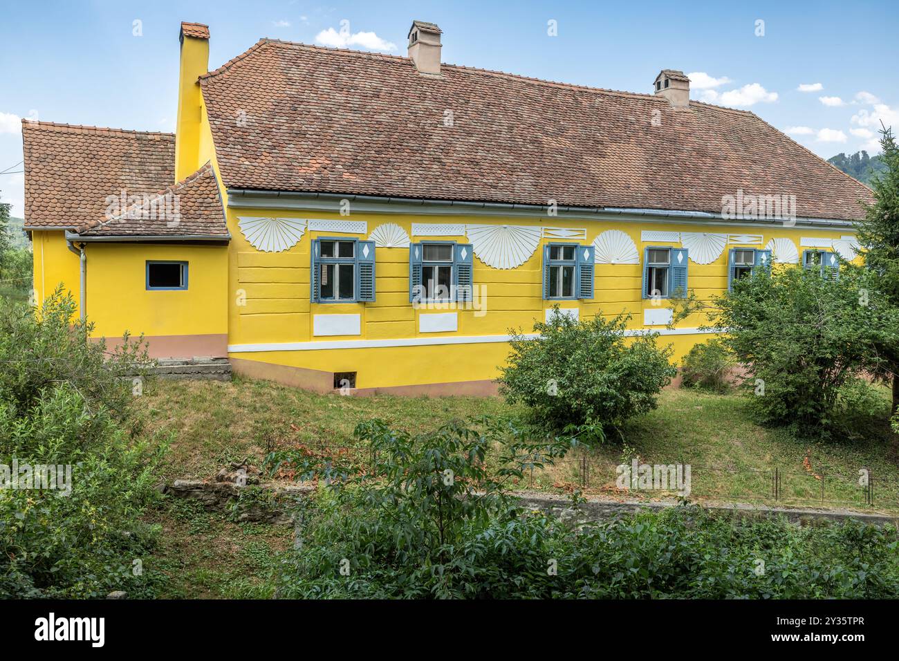 Maison des prêtres, église luthérienne, Malancrav, Transylvanie, Roumanie Banque D'Images