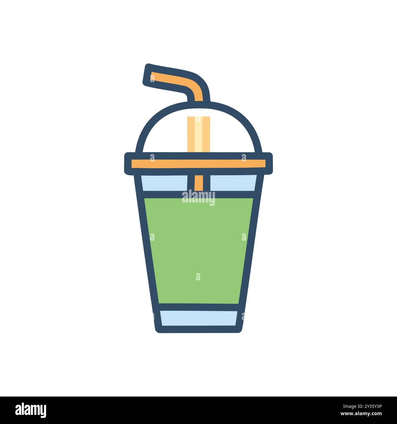 Boisson smoothie verte. Smoothie vert rafraîchissant dans une tasse en plastique avec une paille, idéal pour un mode de vie sain et une alimentation saine. Illustration de Vecteur