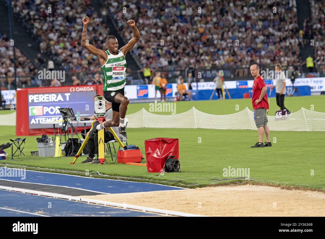 Tiago Pereira (Portugal) lors du triple saut masculin au Golden Gala Pietro Mennea Diamond League Athletics 2024, Rome, Italie Banque D'Images