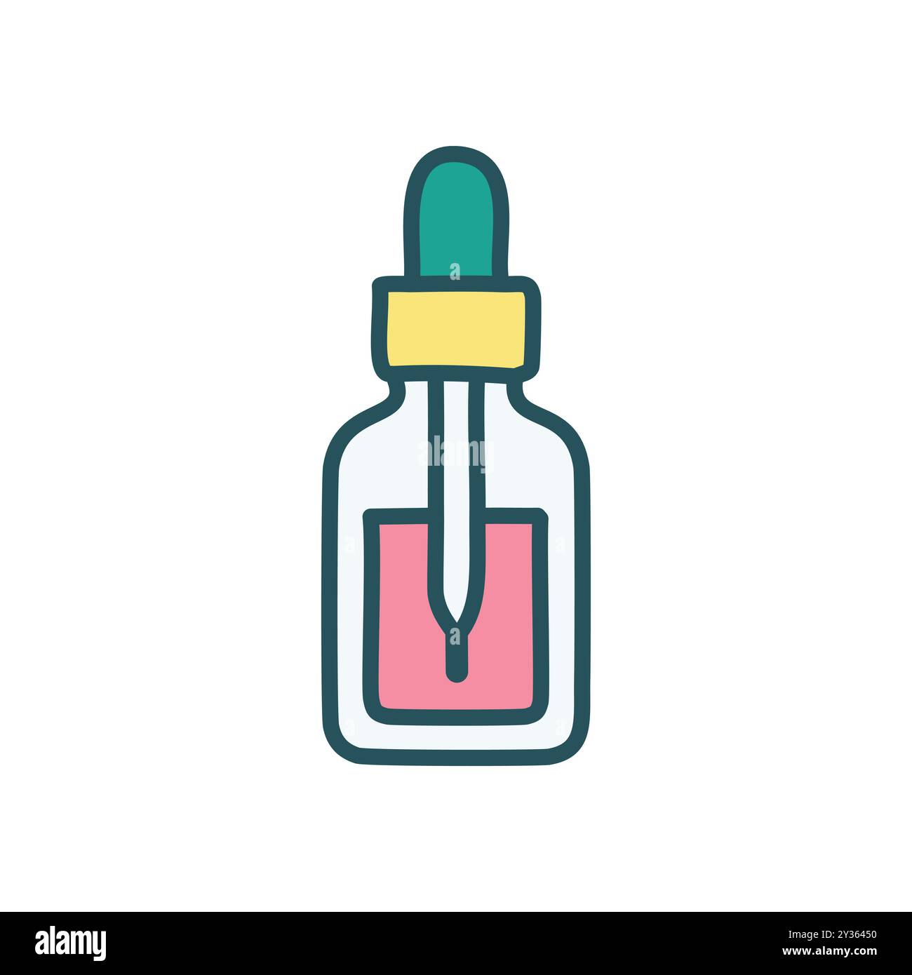 Flacon compte-gouttes. Flacon compte-gouttes avec liquide rose, parfait pour la beauté, les soins de santé ou les illustrations scientifiques. Illustration de Vecteur