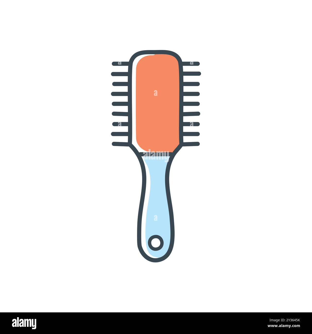 Icône brosse à cheveux. Icône de brosse à cheveux simple avec des couleurs bleues et orange. Parfait pour la beauté et le toilettage. Illustration de Vecteur