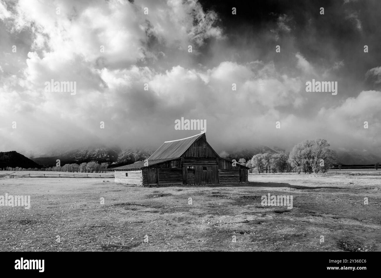 Mormon Row Historic District à l'Teton Gamme de Grand Teton National Park dans l'État américain du Wyoming Banque D'Images