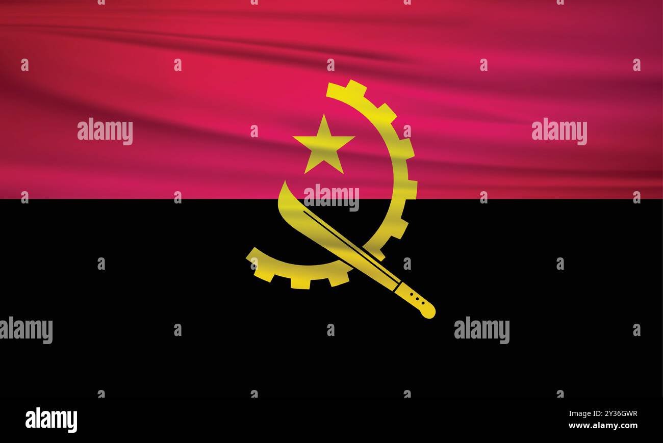 Illustration du drapeau de l'Angola et du drapeau de pays angolais vectoriel modifiable Illustration de Vecteur