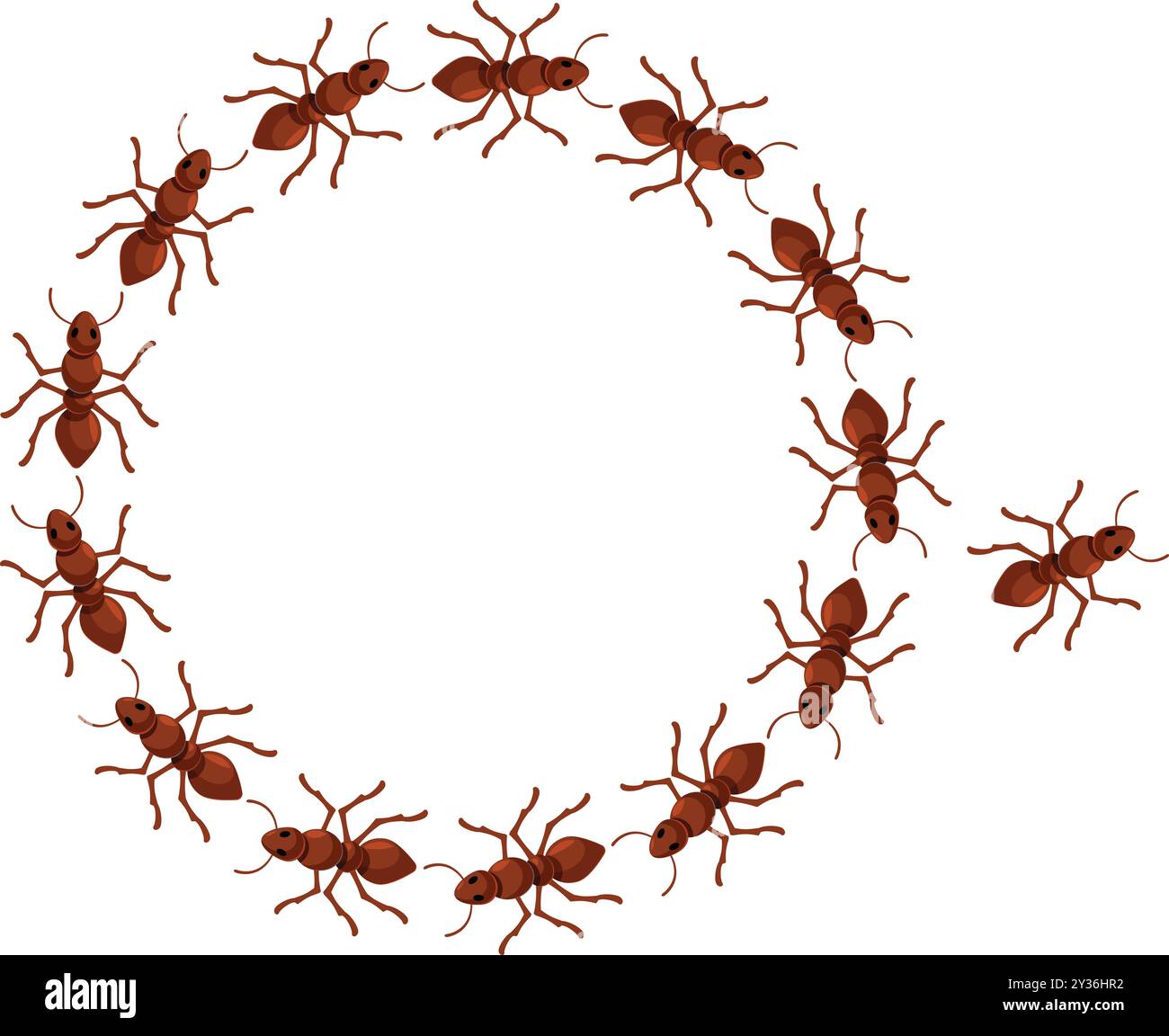Un groupe de fourmis se suit, formant un cercle Illustration de Vecteur
