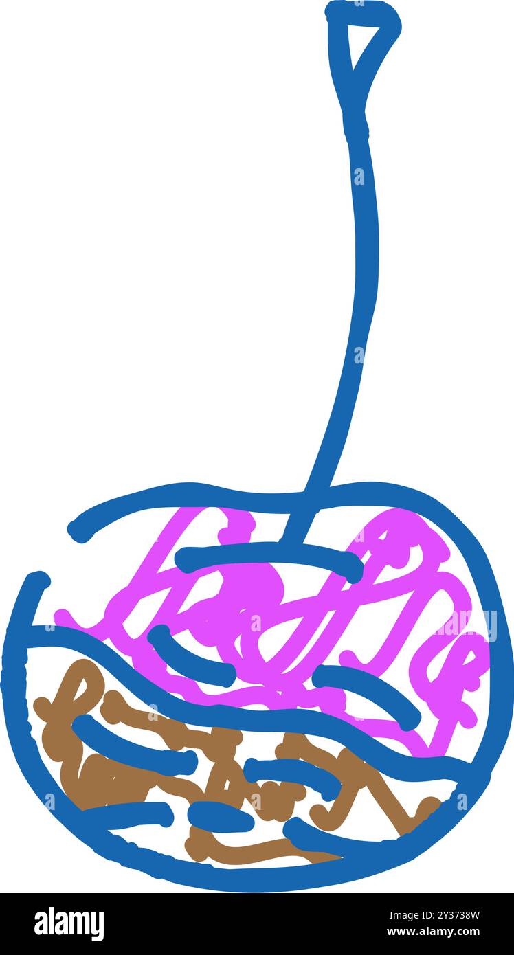 icône de nourriture pourrie de cerise illustration de doodle Illustration de Vecteur