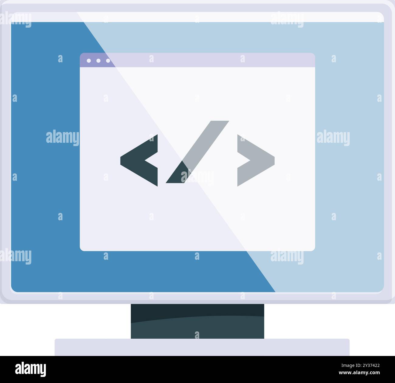 Moniteur d'ordinateur affichant le code, représentant le concept de langages de programmation comme html, css et javascript Illustration de Vecteur