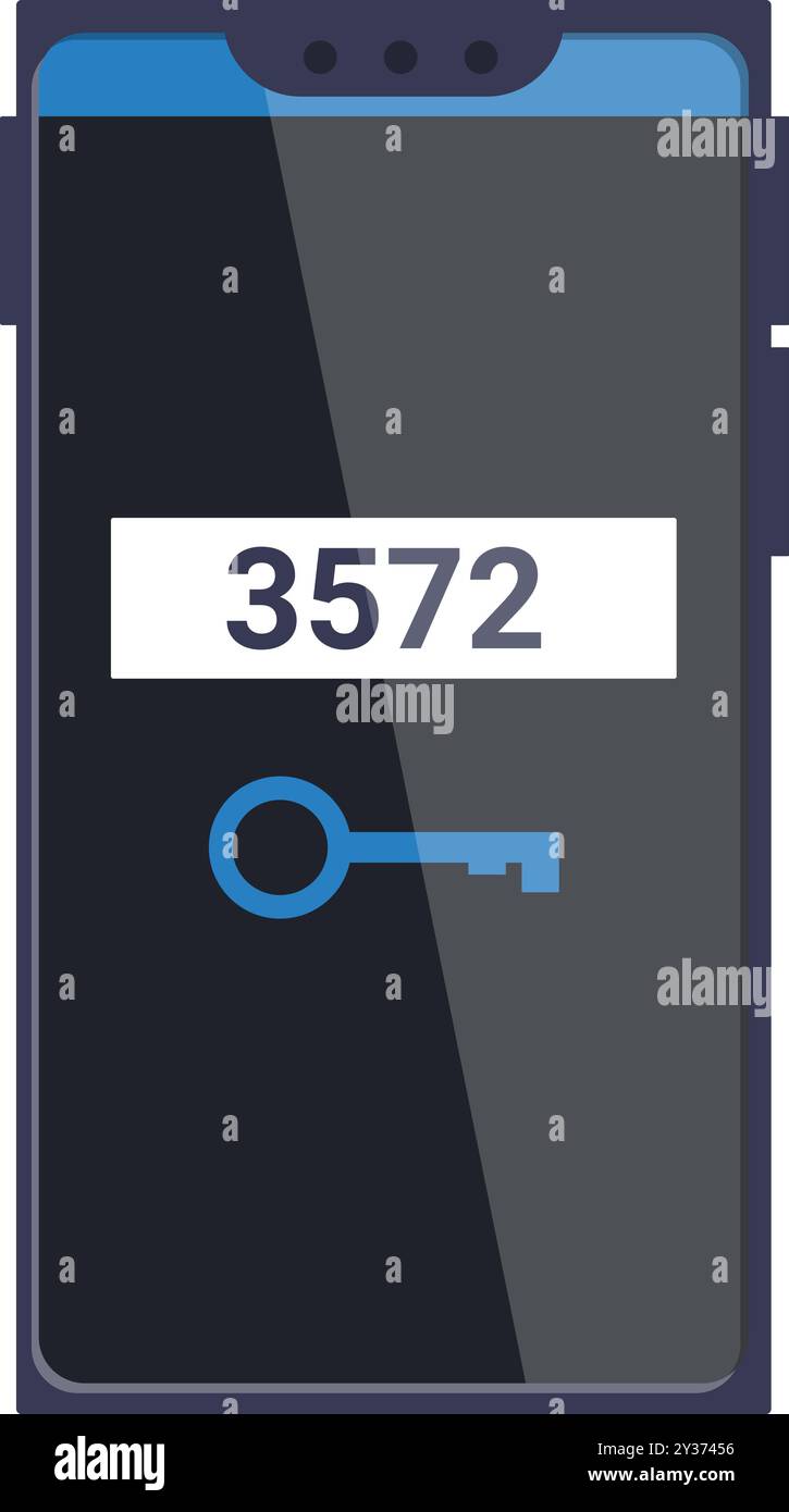 Smartphone affichant un écran d'authentification à deux facteurs, demandant un code PIN pour déverrouiller et accéder à l'appareil Illustration de Vecteur