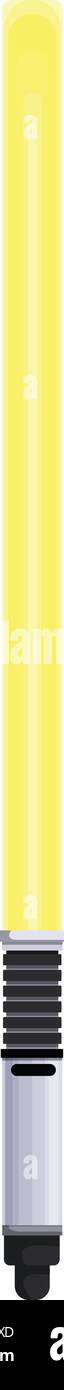 Sabre laser jaune avec poignée cylindrique brillante sur fond blanc Illustration de Vecteur