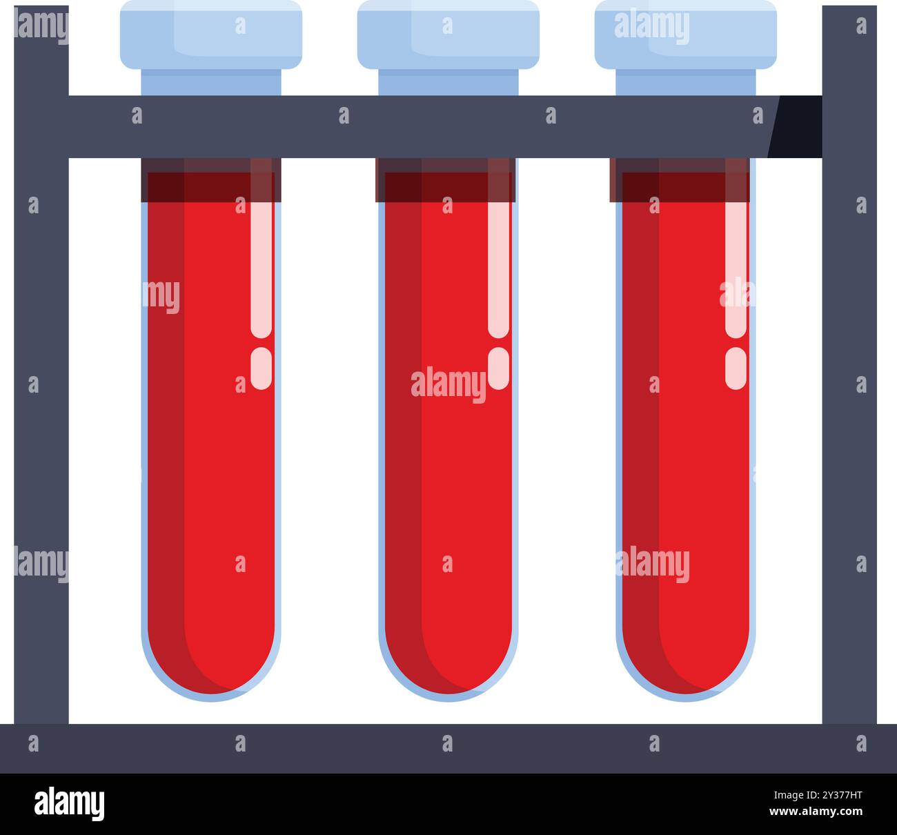 Des tubes à essai médicaux remplis d'échantillons de sang se tiennent sur un support dans un laboratoire médical Illustration de Vecteur