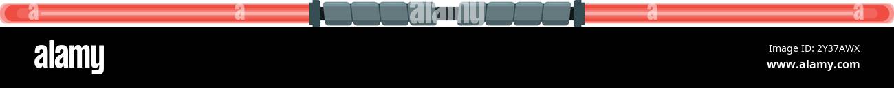 Le sabre laser rouge à double lame brille sur fond blanc Illustration de Vecteur