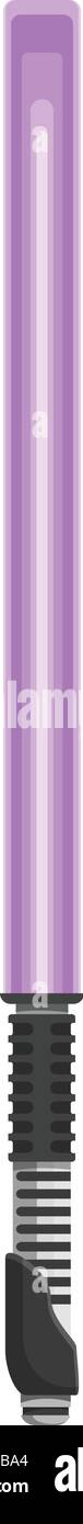Sabre laser violet futuriste se tient debout, émettant une lueur brillante sur un fond blanc propre Illustration de Vecteur