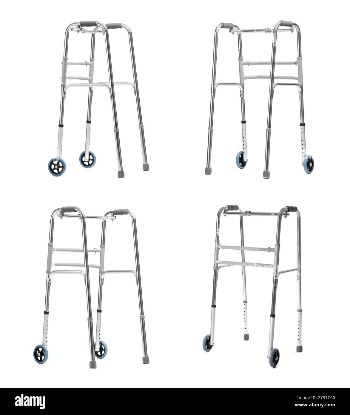 Cadre de marche isolé sur blanc, collage. Vue latérale différente Banque D'Images