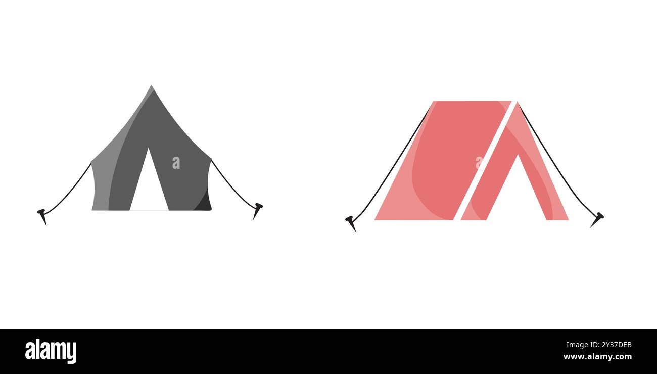 Vecteur d'icône de tente touristique, illustration de style tendance noir plat simple Illustration de Vecteur