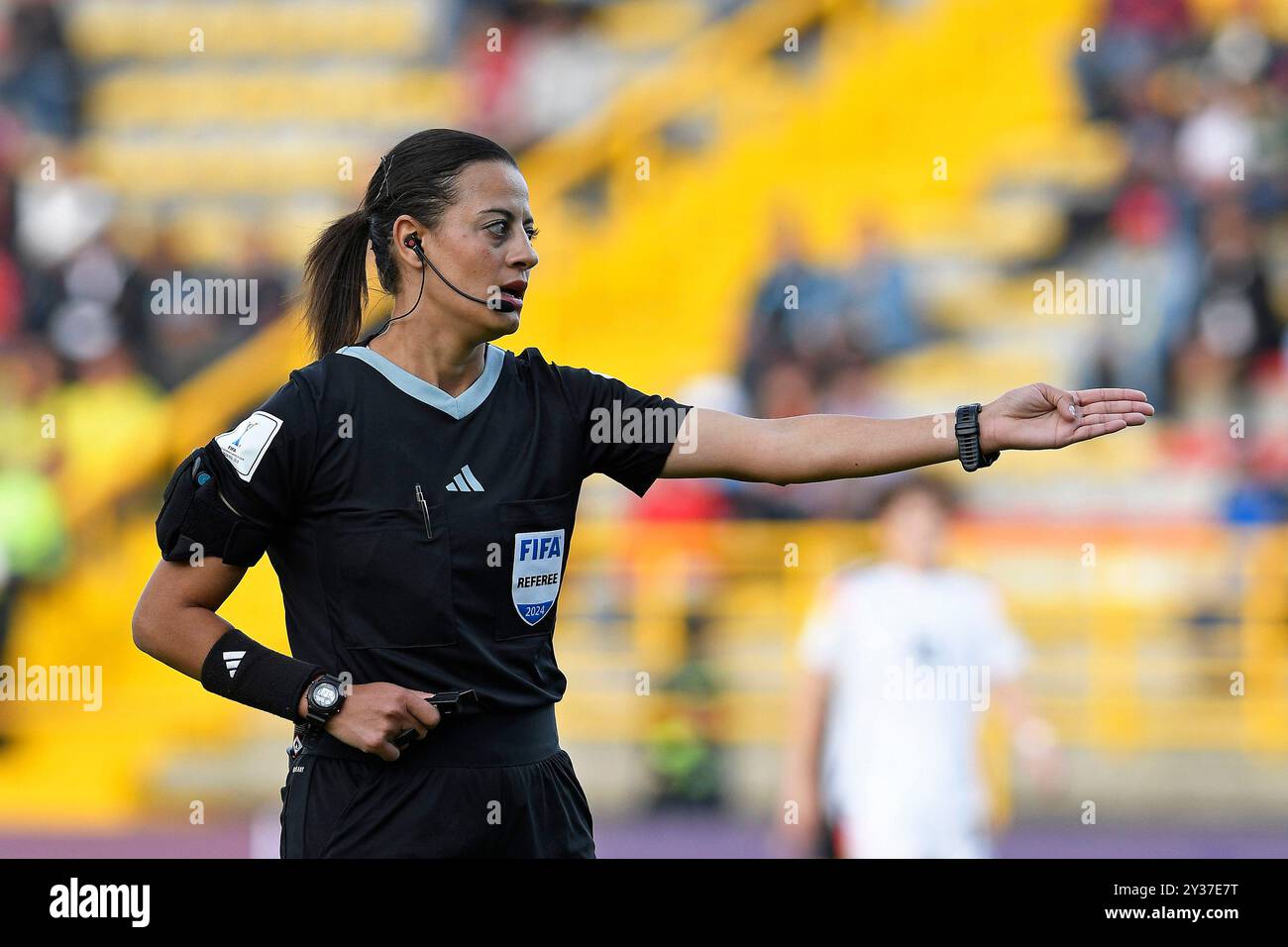 Bogota, Colombie. 12 septembre 2024. Arbitre FIFA Shahenda Saad Ali El Maghribi (EGY) lors de la manche du match de la Coupe du monde féminine U-20 32 de la FIFA, Colombie 2024 opposant l'Allemagne et l'Argentine, au stade Metropolitano de Techo, à Bogota, le 12 septembre 2024. Photo : Julian Medina/DiaEsportivo/Alamy Live News crédit : DiaEsportivo/Alamy Live News Banque D'Images