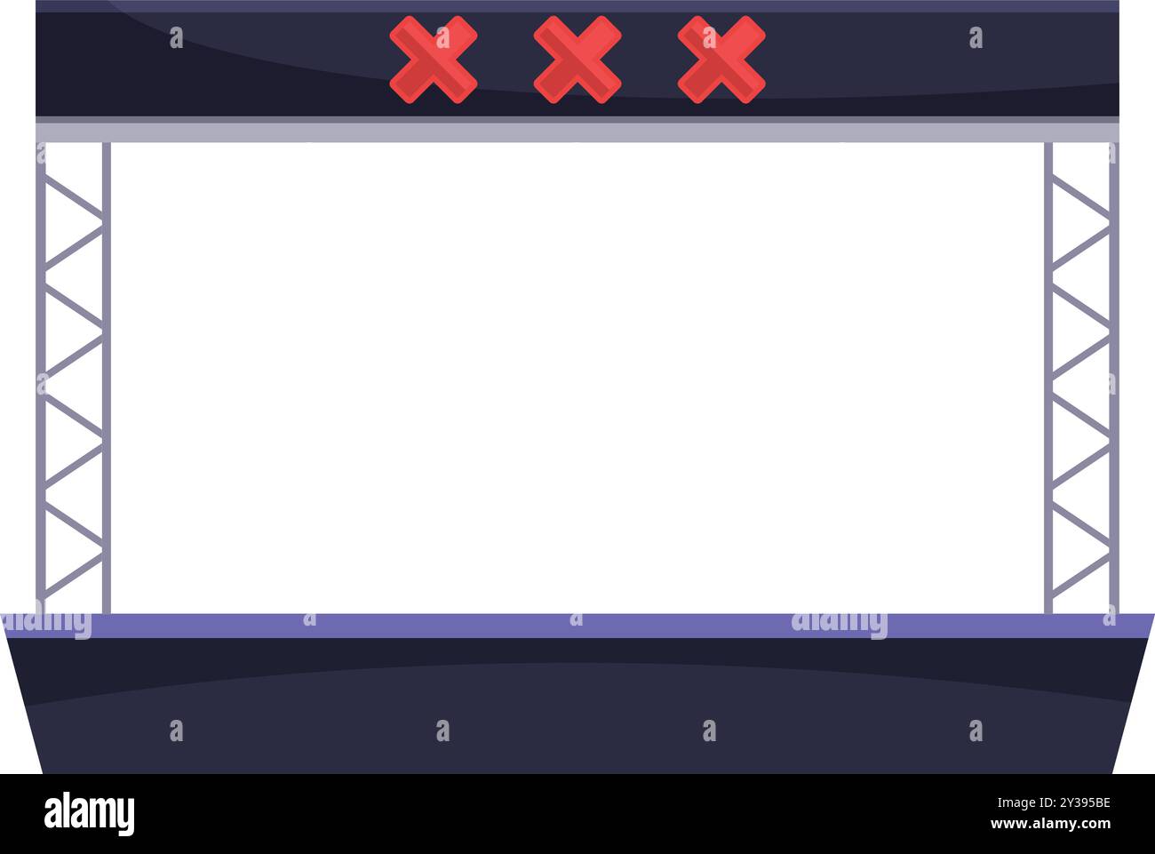 Scène extérieure vide avec trois croix rouges attend un groupe pour se produire lors d'un festival de musique d'été Illustration de Vecteur
