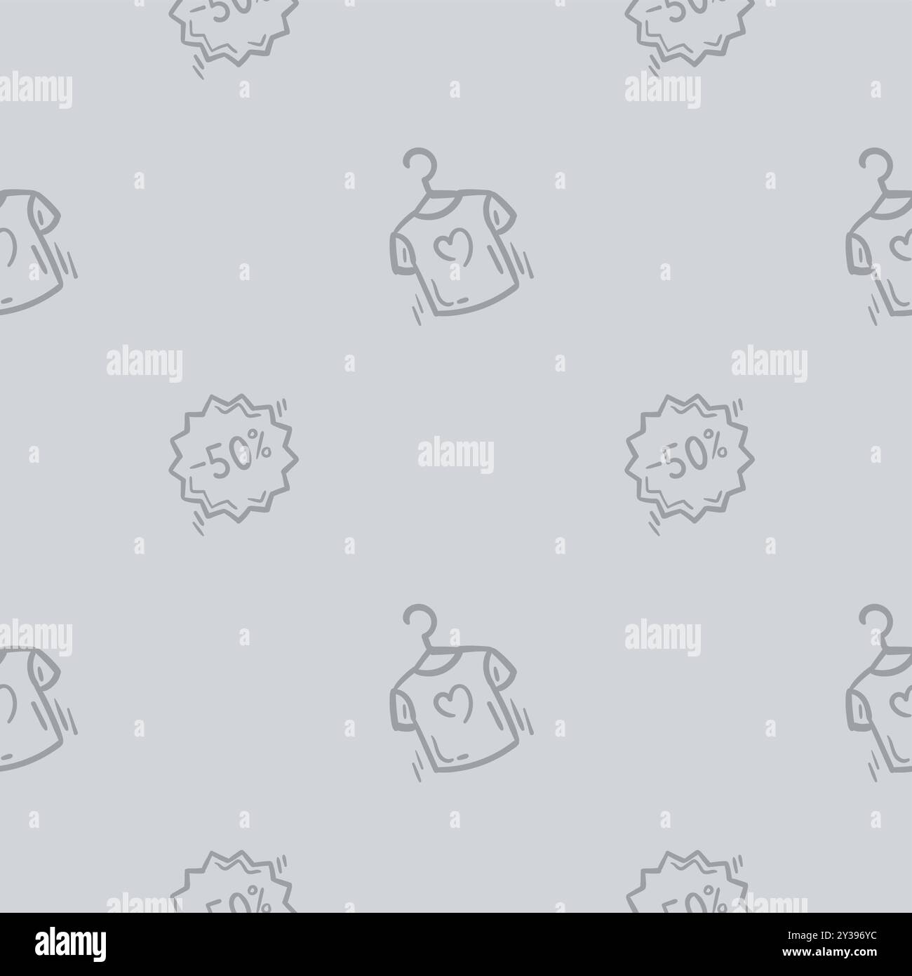 Modèle sans couture avec T-shirt, coupon de réduction, offre promotionnelle. Fond avec shopping, promotions pour papier cadeau Illustration de Vecteur